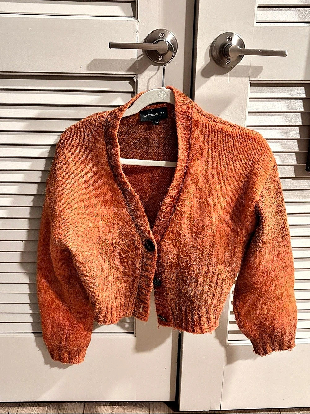 Cotton Candy LA Cropped Cardigan in Orange Size Small